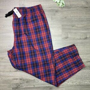 Cremieux Big Men’s Size 3XB Red Blue Check Woven Cotton Pajama Lounge Pants NWT